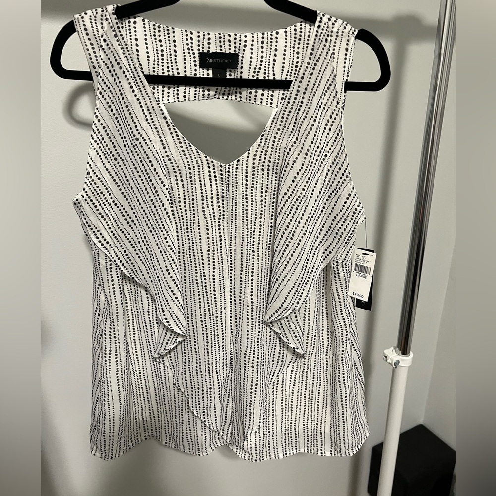 NWT AB Studio Large White & Black tank blouse